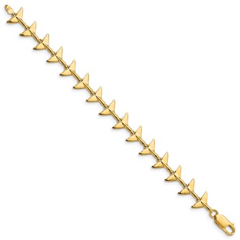 14k Polished Whale Tail 7 inch Bracelet — alternate view