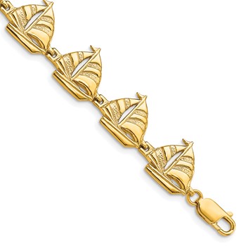 14k Polished Sailboat 7.25 inch Bracelet