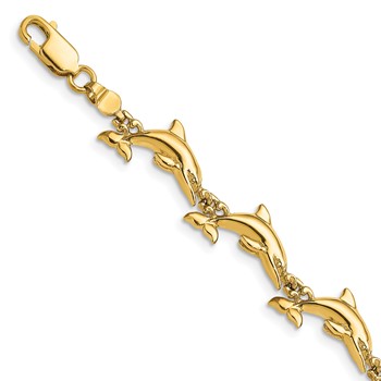 14k Polished Dolphin 7 inch Bracelet
