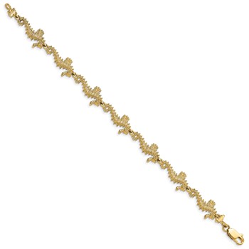 14k Textured 3-D Seahorse 7.5 inch Bracelet — alternate view