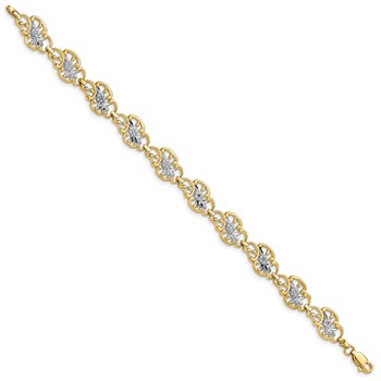 14k and White Rhodium Diamond-Cut Fancy Floral Filigree 7.25 inch Bracelet — alternate view