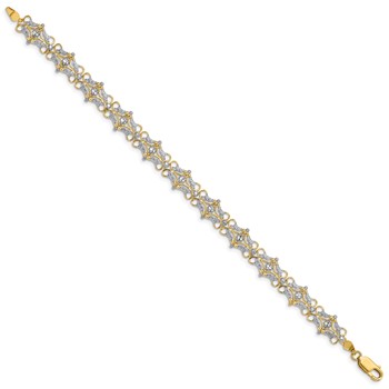 14k and White Rhodium Diamond-Cut Fancy 7.5 inch Bracelet — alternate view