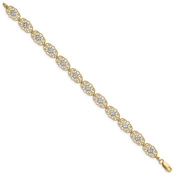 14k and White Rhodium Diamond-Cut Fancy Filigree 7.25 inch Bracelet — alternate view