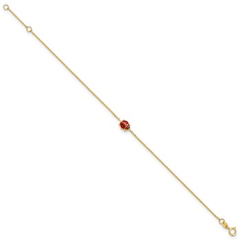 14k Polished Red and Black Enameled Ladybug 6.5 inch Childrens Bracelet Plus 0.75 inch Extender — alternate view