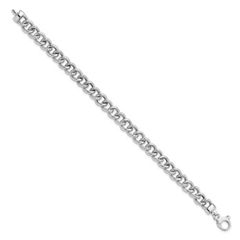 14K White Gold Polished And Textured 8mm Fancy Curb Link 7.75 inch Bracelet — alternate view