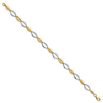 14K Two-tone Polished Fancy Link 7.5in Bracelet — alternate view