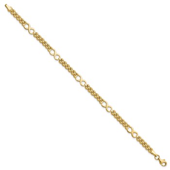 14K Polished Infinity Symbol and Fancy Link 5-Station 7.5 inch Bracelet — alternate view