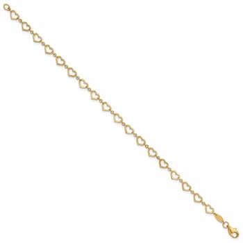 14K Polished Open Heart Link 7.5 inch Bracelet — alternate view