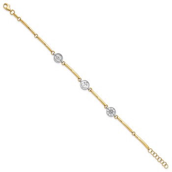 14K Two-tone Polished Compass/Anchor/Ships Wheel 7 inch Bracelet Plus 1 inch Extender — alternate view