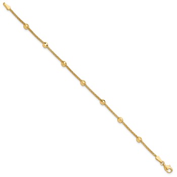 14K Polished 7-Station Mirror Beads and Chain 7 inch Bracelet — alternate view
