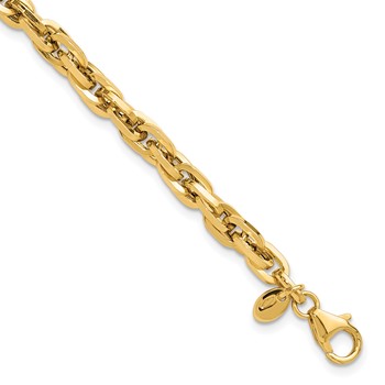 14K Polished 5mm Fancy Rope Link 7.5 inch Bracelet