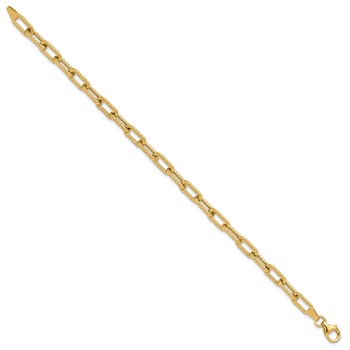 14K Polished and Textured 5mm Fancy Cable Link 7.5 inch Bracelet — alternate view
