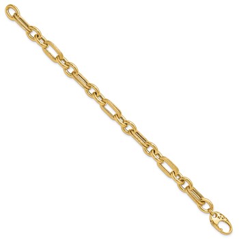 14K Polished and Textured 7.7mm Fancy Link 7.5 inch Bracelet — alternate view