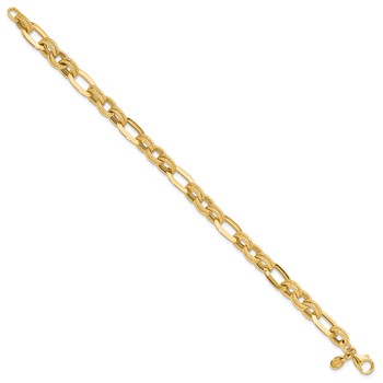 14K Polished and Textured 7.8mm Fancy Link 7.5 inch Bracelet — alternate view
