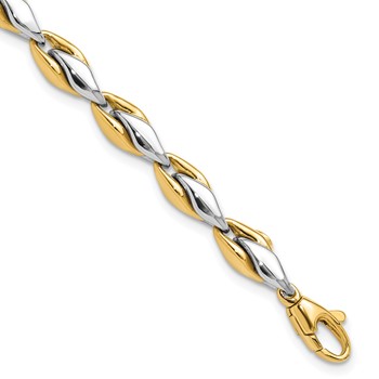 14K Two-tone Polished 5.6mm Fancy Link 7.5 inch Bracelet