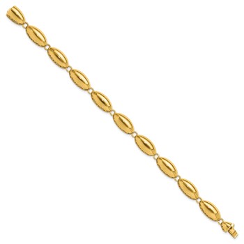 14k Polished 8.2mm Fancy Oval Link 7.5 inch Bracelet — alternate view