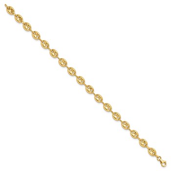 14K Polished 6.3mm Puffed Anchor/Mariner Link 7.75 inch Bracelet — alternate view