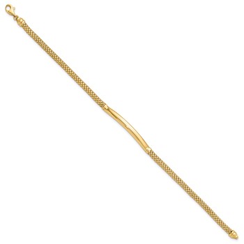 14K Polished 3.5mm Fancy Curved Bar 7.75 inch Mesh Bracelet — alternate view