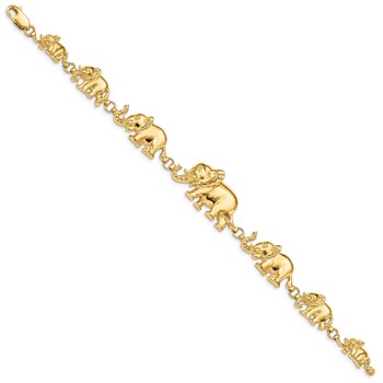 14k Polished Graduated Elephant 7 inch Bracelet — alternate view