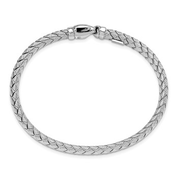 Leslie's Sterling Rhodium-plated Weaved Silver Bangle — alternate view