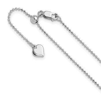 Leslie's Sterling Silver Rh-plated Polished/Diamond-cut Adjustable Chain