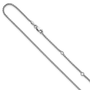 Leslie's Sterling Silver Rh-plated 1.2mm Diamond-cut 1in+1in Adjustable Cha
