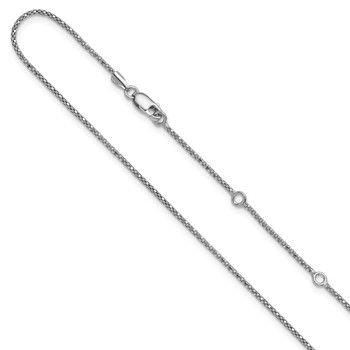 Leslie's Sterling Silver RH-plt 1.2mm D/C Popcorn 1in+1in Adjustable Chain
