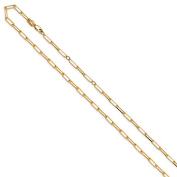 Leslie's Sterling Silver Gold-plt 3.1mm Paperclip 1in+1in Adj. Chain — alternate view