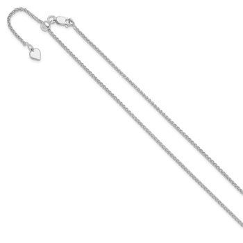 Leslie's Sterling Silver RH-plated Adjustable 1.6mm Spiga Chain — alternate view