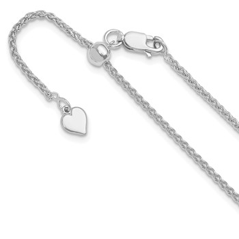 Leslie's Sterling Silver RH-plated Adjustable 1.6mm Spiga Chain