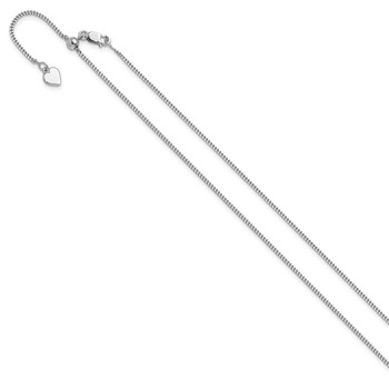 Leslie's Sterling Silver RH-plated Adjustable 1.4mm Curb Chain — alternate view