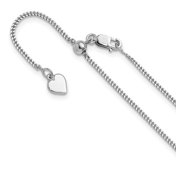 Leslie's Sterling Silver RH-plated Adjustable 1.4mm Curb Chain
