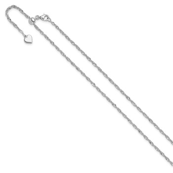 Leslie's Sterling Silver RH-plated Adjustable 2mm Singapore Chain — alternate view