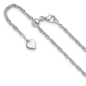 Leslie's Sterling Silver RH-plated Adjustable 2mm Singapore Chain