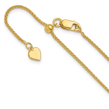 Leslie's Sterling Silver Adjustable Gold-plated 1.3mm Spiga Chain