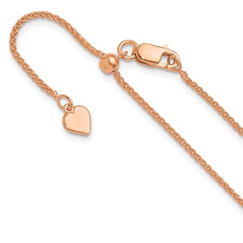 Leslie's Sterling Silver Adjustable Rose Gold-plated 1.3mm Spiga Chain