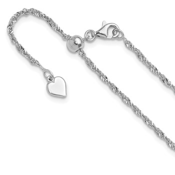 Leslie's Sterling Silver RH-plated Adjustable 1.6mm Singapore Chain