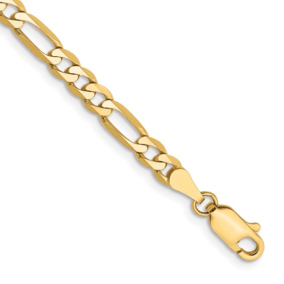 14k 4mm Flat Figaro Chain - Quality Gold