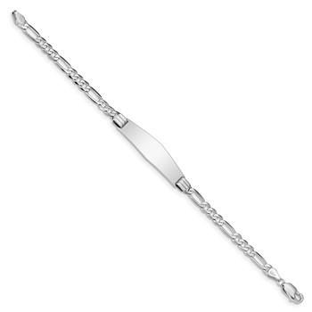 14k White Gold Polished Solid Chain/Solid Plate Figaro Link Soft Diamond Shape 33x9mm Plate 7 inch ID Bracelet — alternate view