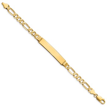 14k Polished Solid Chain/Solid Plate Figaro Link 39x8mm Plate 7 inch ID Bracelet — alternate view