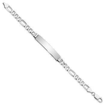 14k White Gold Polished Solid Chain/Solid Plate Figaro Link 38.5x8mm Plate 7 inch ID Bracelet — alternate view