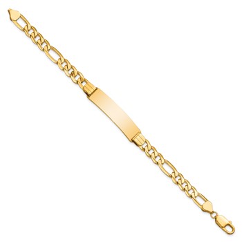 14k Polished Solid Chain/Solid Plate Figaro Link 38x10mm Plate 8 inch ID Bracelet — alternate view