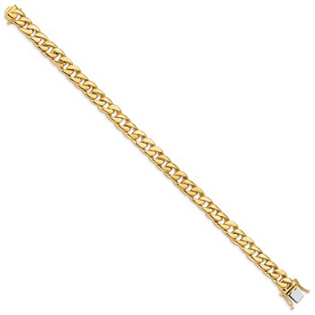 14K 8 inch 8mm Hand Polished Curb Link with Box Catch Clasp Bracelet — alternate view