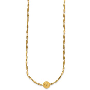 14k Gold Yellow Twisted D/C Bead Necklace — alternate view