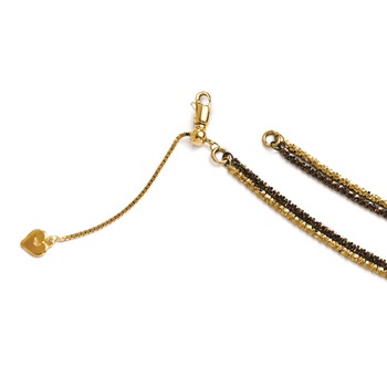 Leslie's Sterling Silver Brown/Gold-tone 14k Flash Plated Adj(18-20)