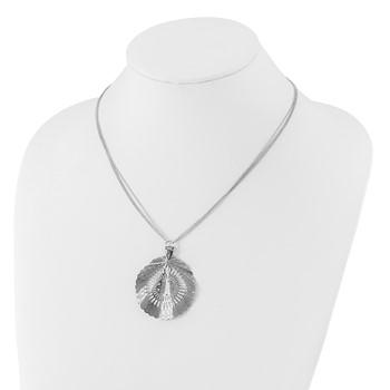 Leslie's Sterling Silver Ruthenium-plated Fancy Floral Circle Necklace — alternate view