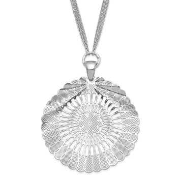 Leslie's Sterling Silver Ruthenium-plated Fancy Floral Circle Necklace