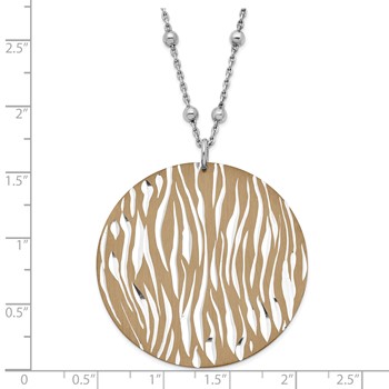Leslie's Sterling Silver Chocolate Rhodium Diamond-cut Zebra Circle Beaded w/ 2in ext Necklace — alternate view