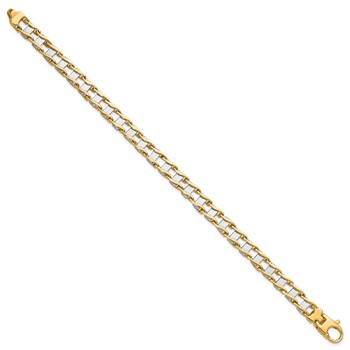14k Two-tone 7.5mm Hand-polished Fancy Link 8.5 inch Bracelet — alternate view