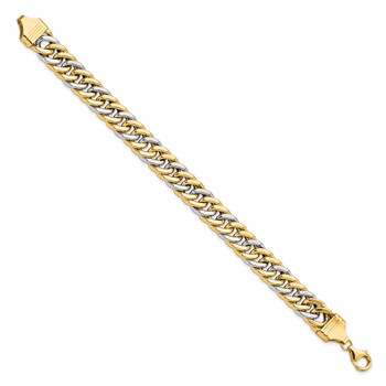 14k Two-tone 10.4mm Fancy Curb Link 8 inch Bracelet — alternate view